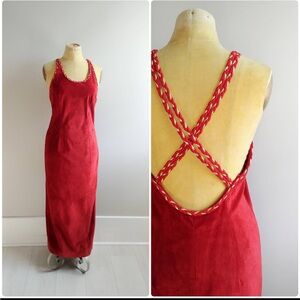 Vintage Suede Red Dress